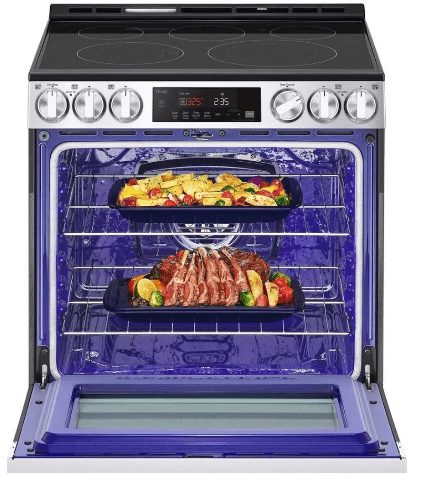 LG LSEL6333F Range, 30" Exterior Width, Electric Range, Self Clean, Glass Burners (Electric), Convection, 5 Burners, 6.3 cu. ft. Capacity, Storage Drawer, Air Fry, 1 Ovens, Wifi Enabled, 3200W, Front Controls, Stainless Steel colour