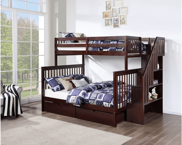 B-1850 Twin/Full Bunk Bed   96"L 57"W 66"H