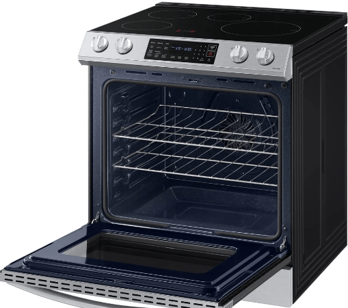 Samsung NE63B8411SS - AC Range, 30" Exterior Width, Electric Range, Self Clean, Induction Elements, Convection, 4 Burners, 6.3 cu. ft. Capacity, Storage Drawer, Air Fry, 1 Ovens, Wifi Enabled, 3800 Highest Burner Element (Watts), Stainless Steel colour