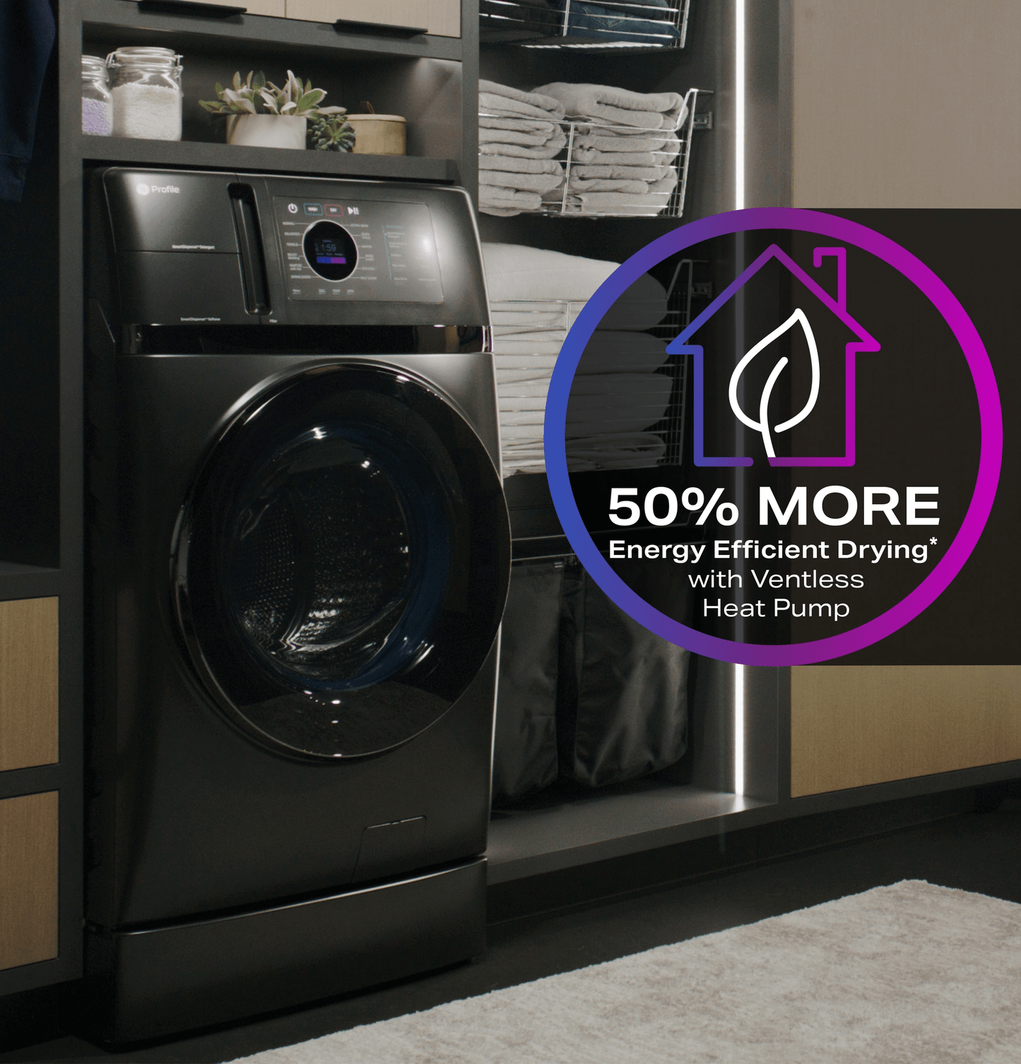 GE Profile 5.5 cu. Ft. UltraFast Combo All-in-One Washer/Dryer with Ventless Heat Pump Technology in Carbon Graphite PFQ97HSPVDS