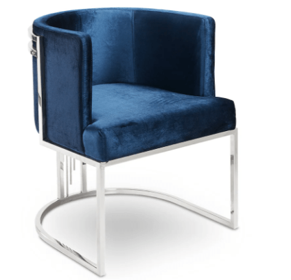 THEO chair GY-DC-8517 blue velvet polished steel finish