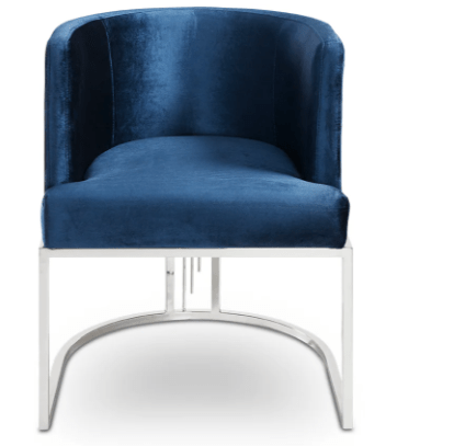 THEO chair GY-DC-8517 blue velvet polished steel finish