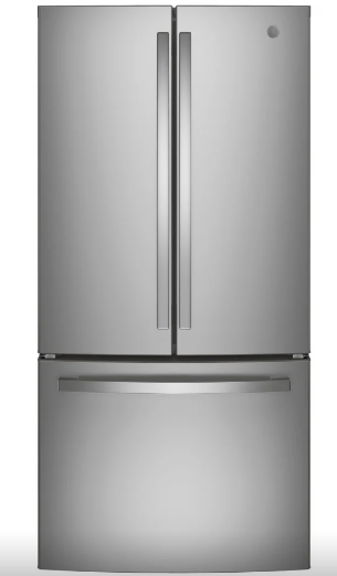 Cafe (CWE19SP2NS1) French Door Refrigerator, 33" Width, ENERGY STAR Certified, Counter Depth, 18.6 cu. ft. Capacity, Freezer Located Ice Dispenser, Interior Water Dispenser, LED Lighting, Stainless Steel colour Turbo Cool, Quick Space Shelves