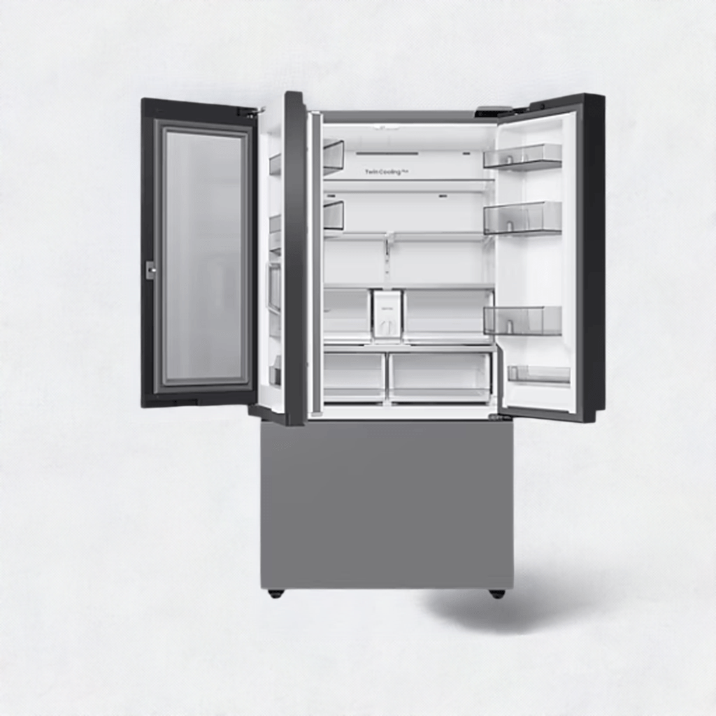 "Bespoke Elegance: 36" SAMSUNG 3-Door French Door Refrigerator with Beverage CenterTM RF30BB6600QLAA