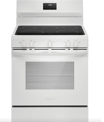 Frigidaire FCRE305CBW Range, Electric, 30 inch Exterior Width, 5 Burners, 5.3 cu. ft. Capacity, Storage Drawer, 1 Ovens, White colour