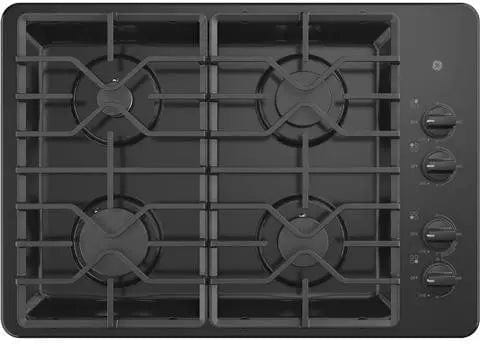 GE 30" W Gas Cooktop with 4-Burners Including Power Burners in Stainless Steel (JGP3030DLBB)