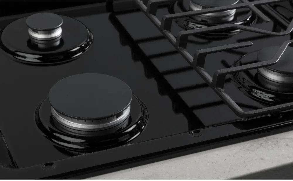 GE 30" W Gas Cooktop with 4-Burners Including Power Burners in Stainless Steel (JGP3030DLBB)