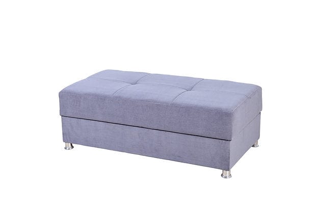 IF-9470/ 9471 - Sofa bed Sectional With a Large Lift up Storage Compartment, Chrome Legs, 2 Side Pillows in a Soft Grey Fabric. Optional Storage Ottoman Available. Reversible Left or Right-Hand Chaise.