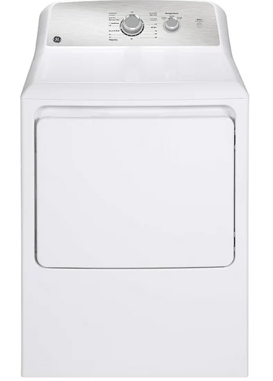 GE 27-Inch 6.2 cu. ft. Electric Dryer with DuraDrum in White GTD32EBMPWW