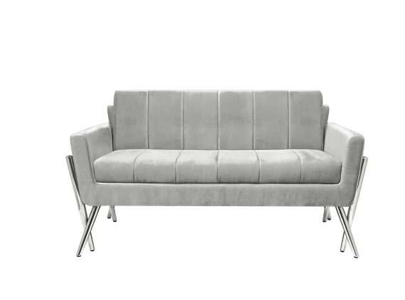 MORGAN Loveseat GY-LS-8112 Expensive Grey velvet with Polished silver frame 150*86*82cm