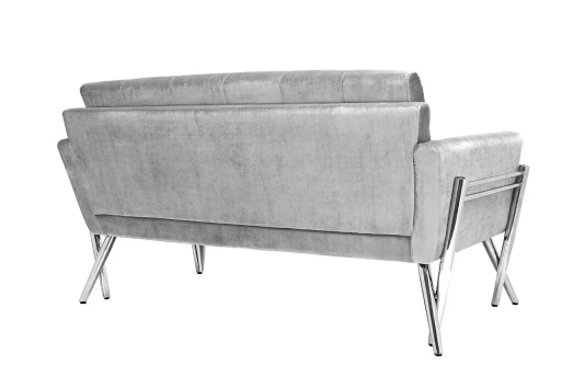 MORGAN Loveseat GY-LS-8112 Expensive Grey velvet with Polished silver frame 150*86*82cm