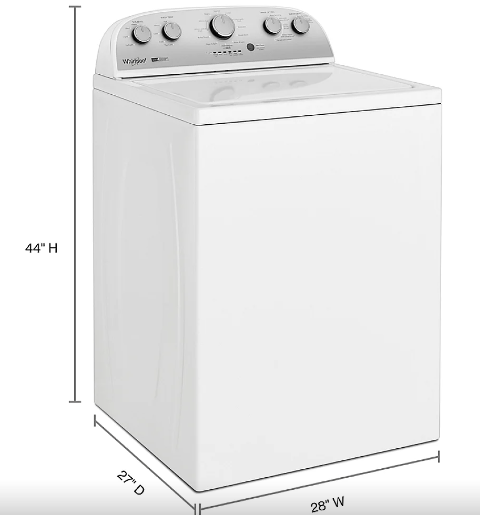 Whirlpool WTW4957PW Top Load Washer, 28 inch Width, Agitator, 4.5 cu. ft. Capacity, 12 Wash Cycles, 680 RPM Washer Spin Speed, White colour 2-in-1 Removable Agitator