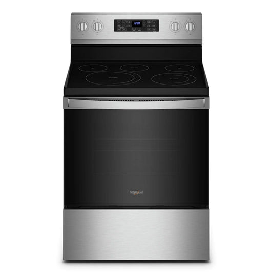 Whirlpool Electric Range (YWFE550S0LZ): 30 inch Exterior Width, Self Clean, Convection, 5 Burners, 5.3 cu. ft. Capacity Storage Drawer  -- Stainless Steel color