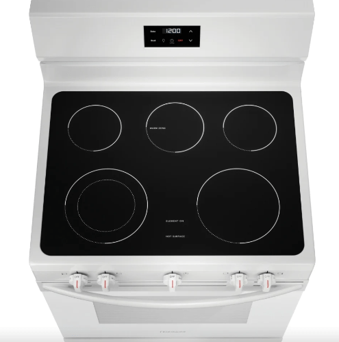 Frigidaire FCRE305CBW Range, Electric, 30 inch Exterior Width, 5 Burners, 5.3 cu. ft. Capacity, Storage Drawer, 1 Ovens, White colour