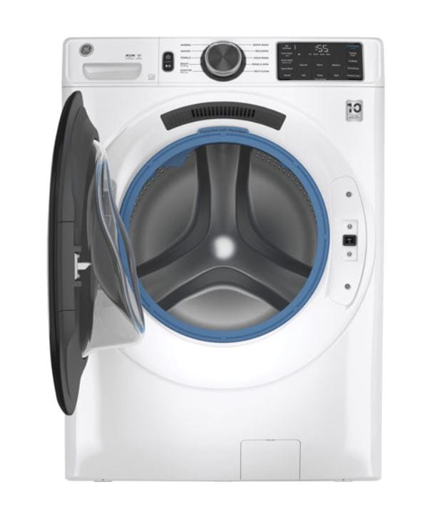 GE GFW550SMNWW Front Load Washer, 28 inch Width, ENERGY STAR Certified, 5.5 cu. ft. Capacity, 10 Wash Cycles, 5 Temperature Settings, Stackable, White