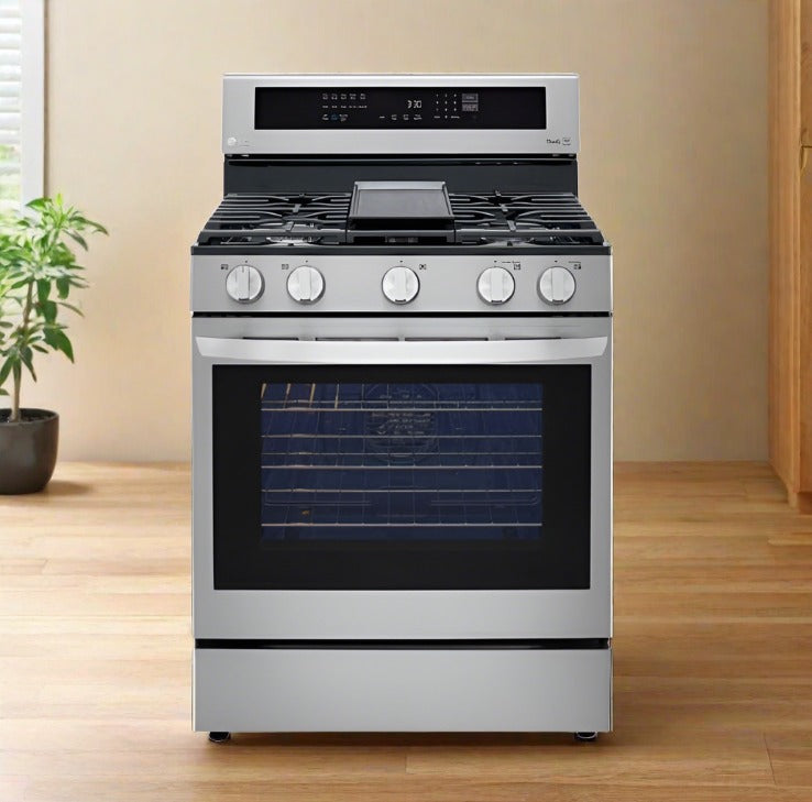 LG 30" 5.8 Cu. Ft. True Convection 5-Burner Freestanding Gas Air Fry Range (LRGL5825F) – Stainless