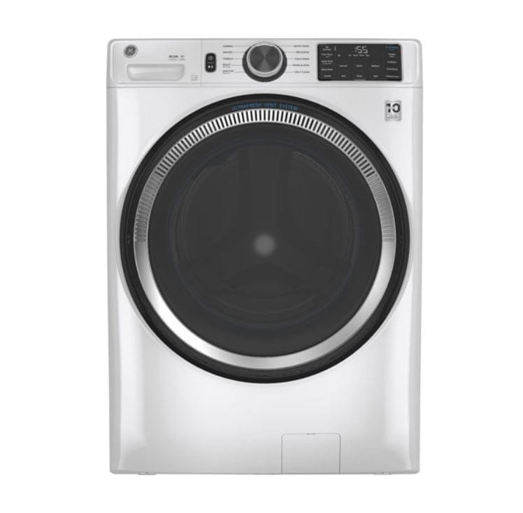 GE GFW550SMNWW Front Load Washer, 28 inch Width, ENERGY STAR Certified, 5.5 cu. ft. Capacity, 10 Wash Cycles, 5 Temperature Settings, Stackable, White