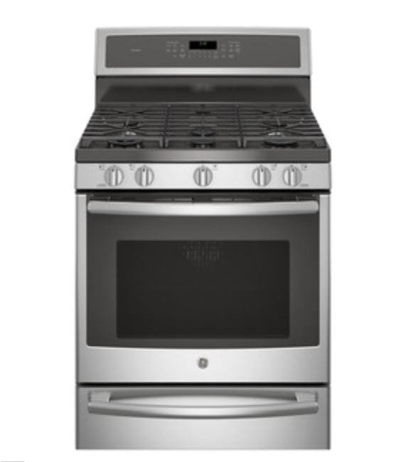 GE Profile 30" Gas Freestanding Dual-Fuel Convection Range with Warming Drawer Stainless Steel - PC2B940SEJ8SS / PC2B935YPFS
