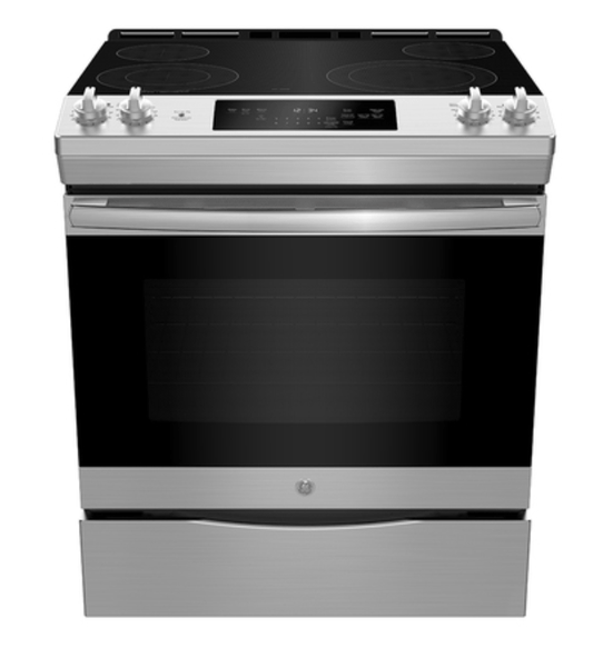 GE 30" Electric Slide-In Front Control Range with Storage Drawer Stainless Steel - JCSS630SMSS