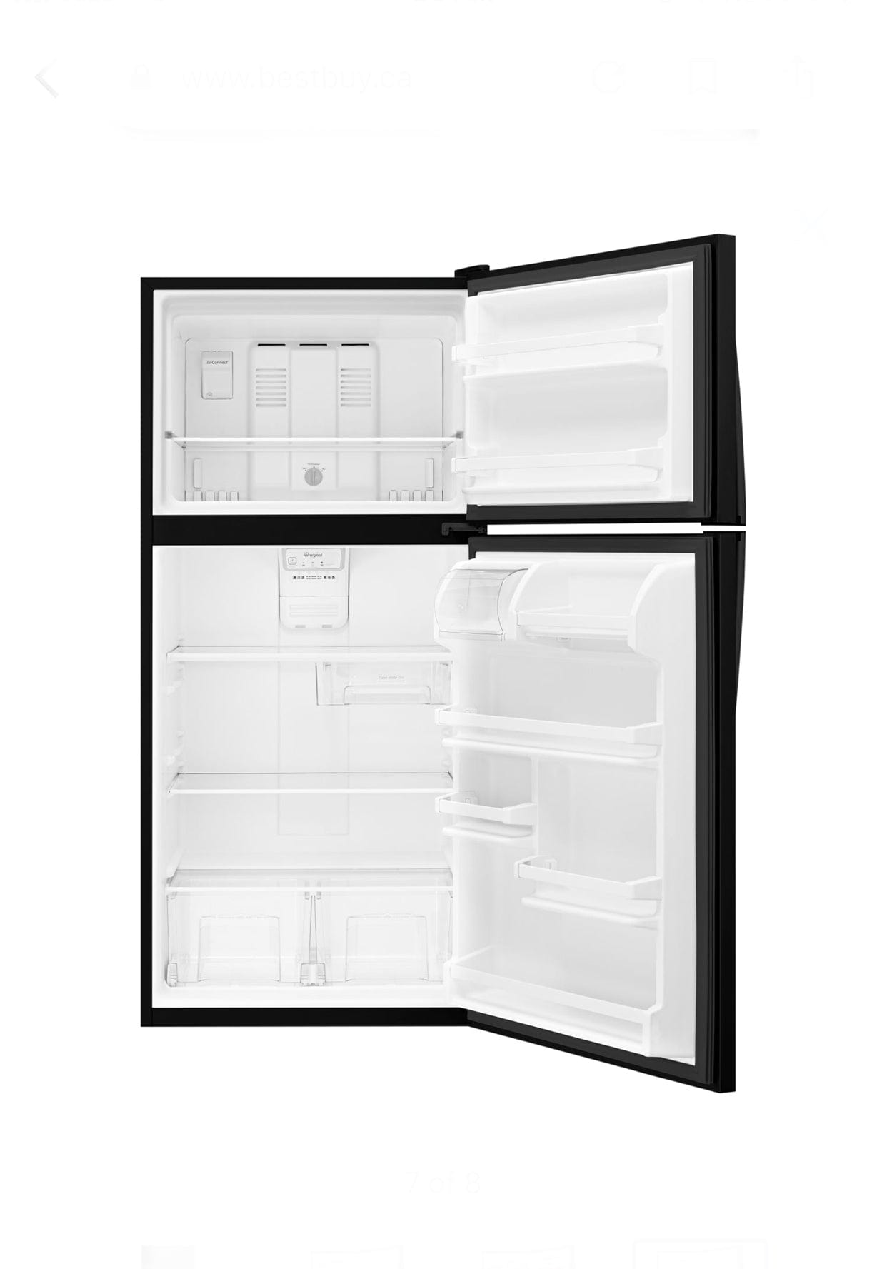 "Whirlpool WRT318FZDB 30" Top Mount Refrigerator: 18.2 cu. ft., Optional Ice Maker, Interior Light, Black"