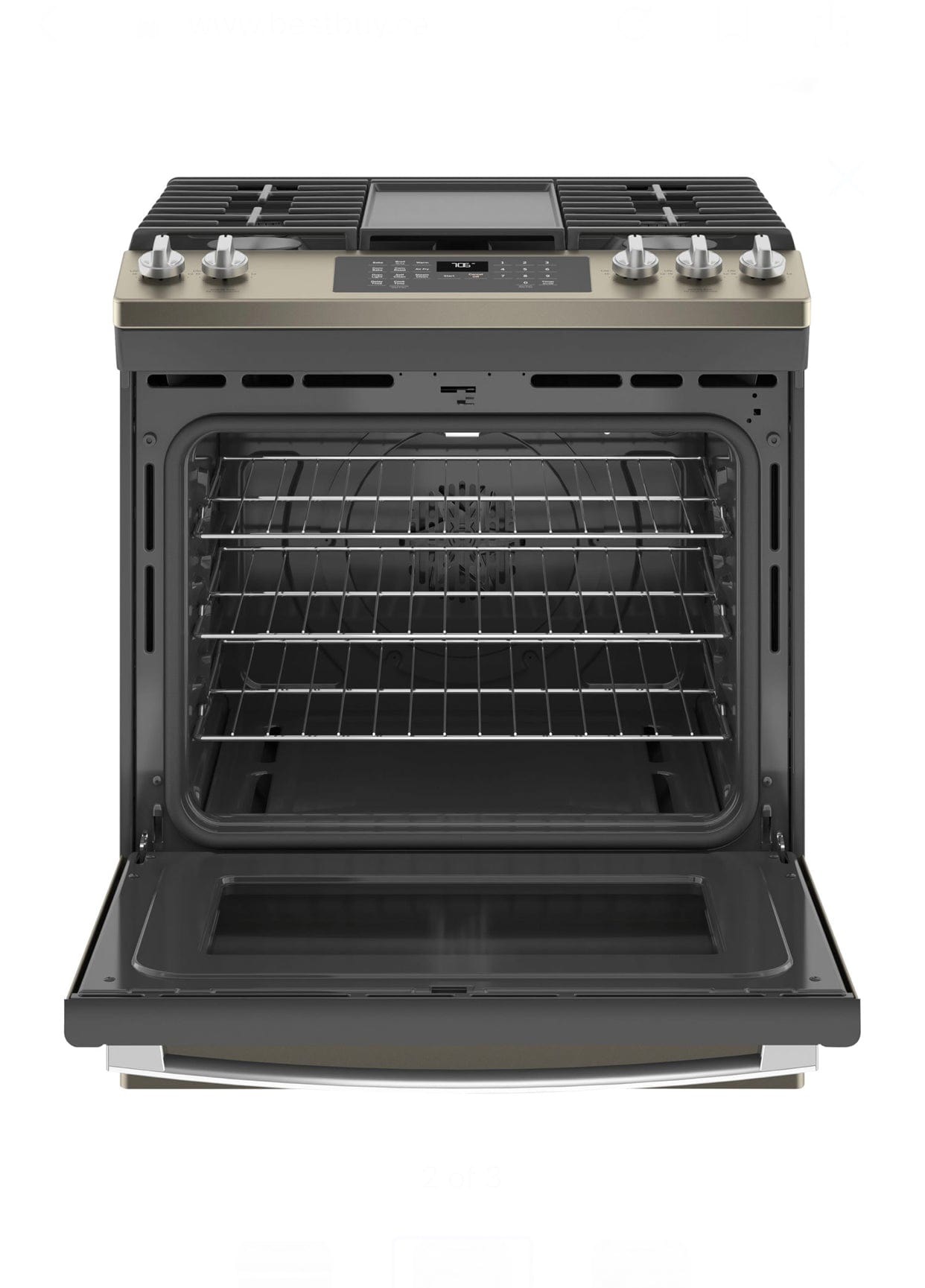 GE 30" 5.6 Cu. Ft. Fan Convection 5-Burner Slide-In Gas Air Fry Range (JCGS760EPES)  / JCGS760EP4ES- Slate